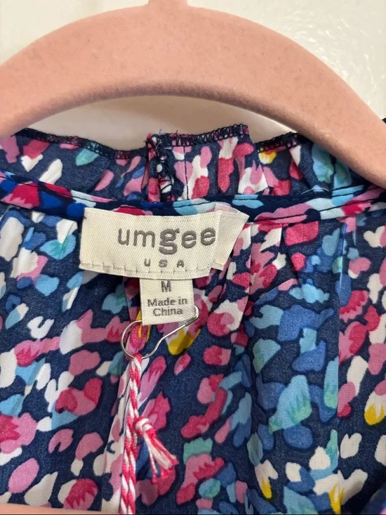 Umgee Multicolor Puff Sleeve Blouse - Women’s Size Medium Brand New Chic Classic - Picture 2 of 10